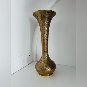 MCM metal brass Gold tone Floral Vase made in India flower decor pretty